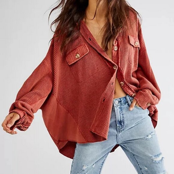 Free People Fp One Scout Jacket Tharmal Buttondown Long Sleeve Sweatshirt S - Picture 1 of 6